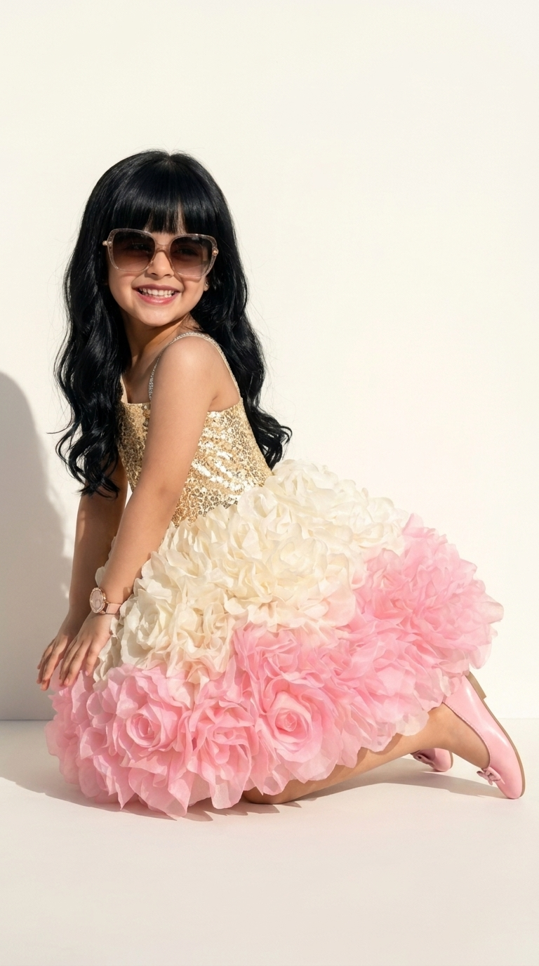 Blush Blossom Sequin Party Dress