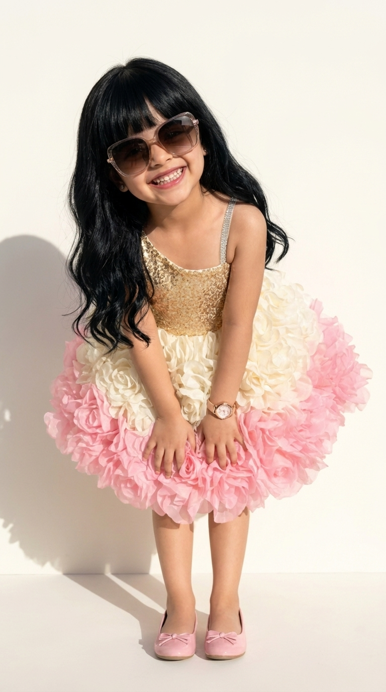Blush Blossom Sequin Party Dress
