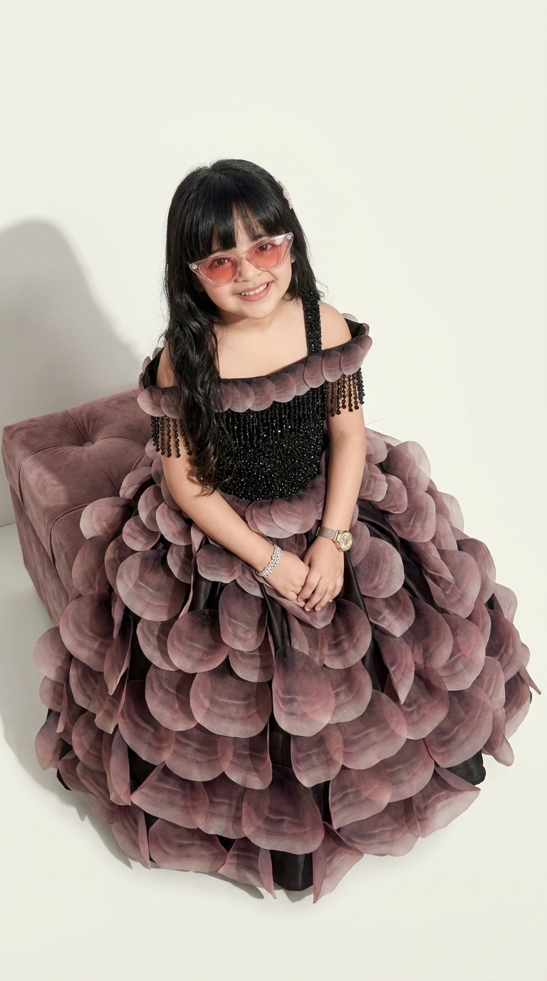 Midnight Mocha Petal Princess Gown