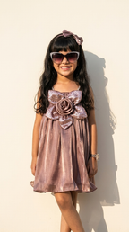 Mocha Rose Shimmer Party Dress
