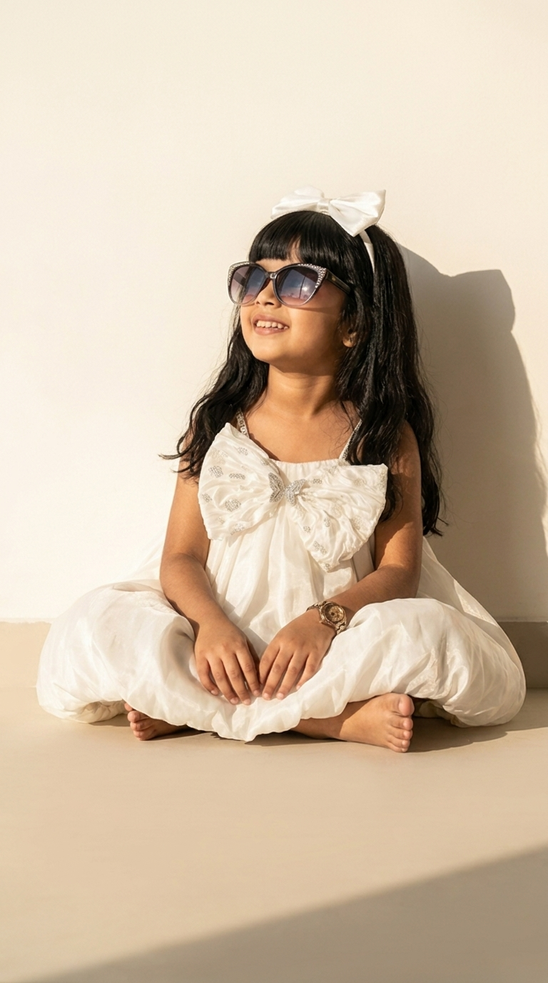 Ivory Butterfly Bow Bubble Dress