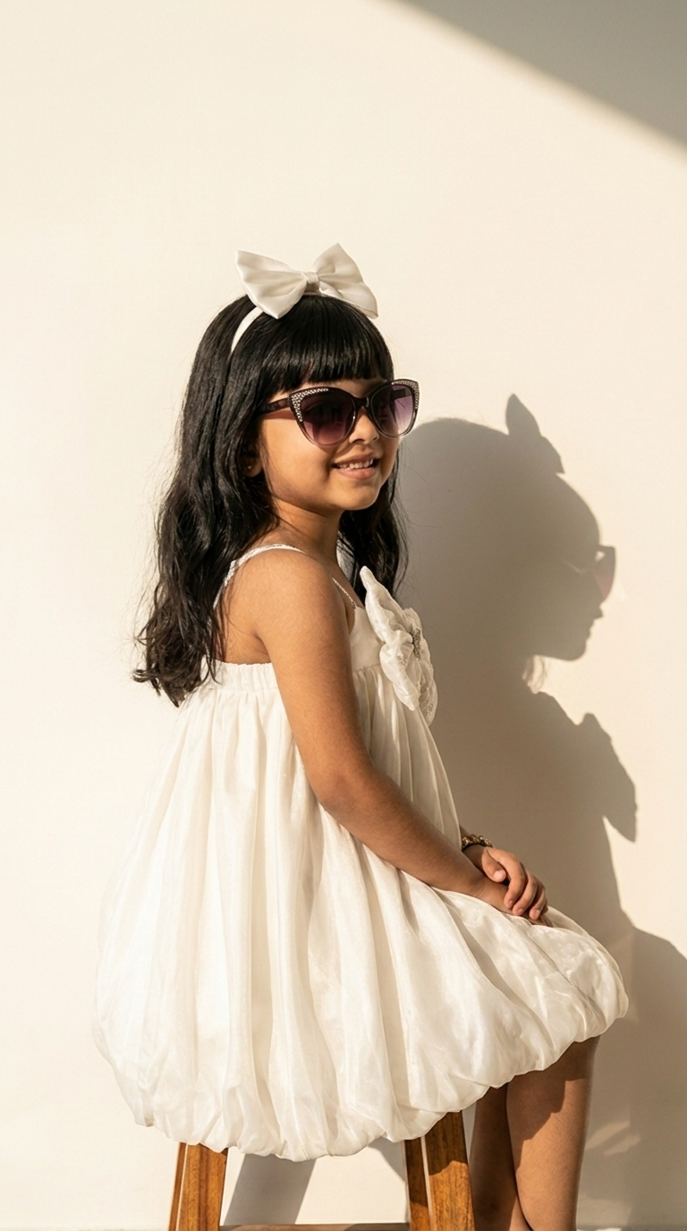Ivory Butterfly Bow Bubble Dress