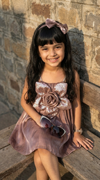 Mocha Rose Shimmer Party Dress