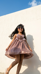 Mocha Rose Shimmer Party Dress
