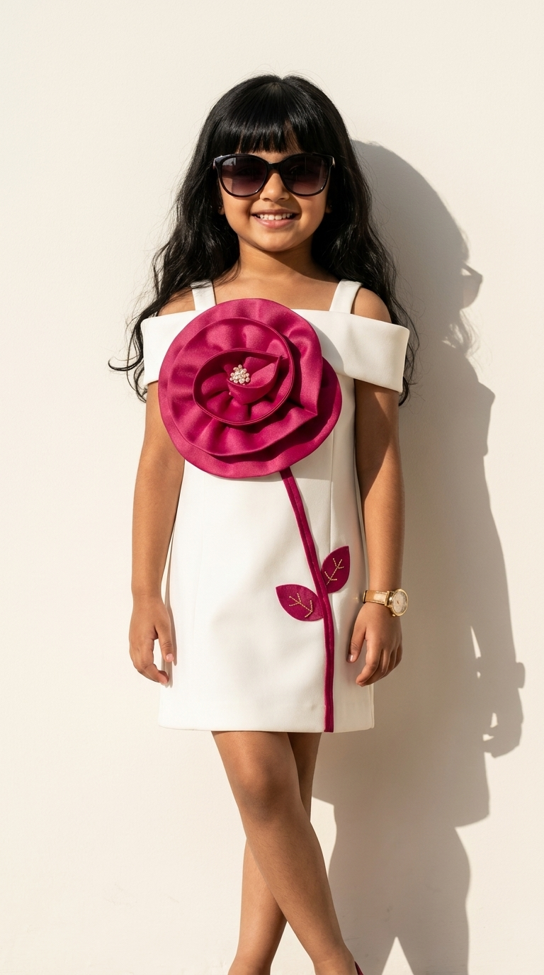 Ivory Majestic Rose Party Dress