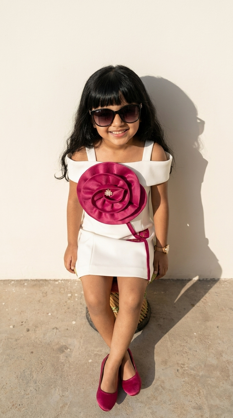 Ivory Majestic Rose Party Dress