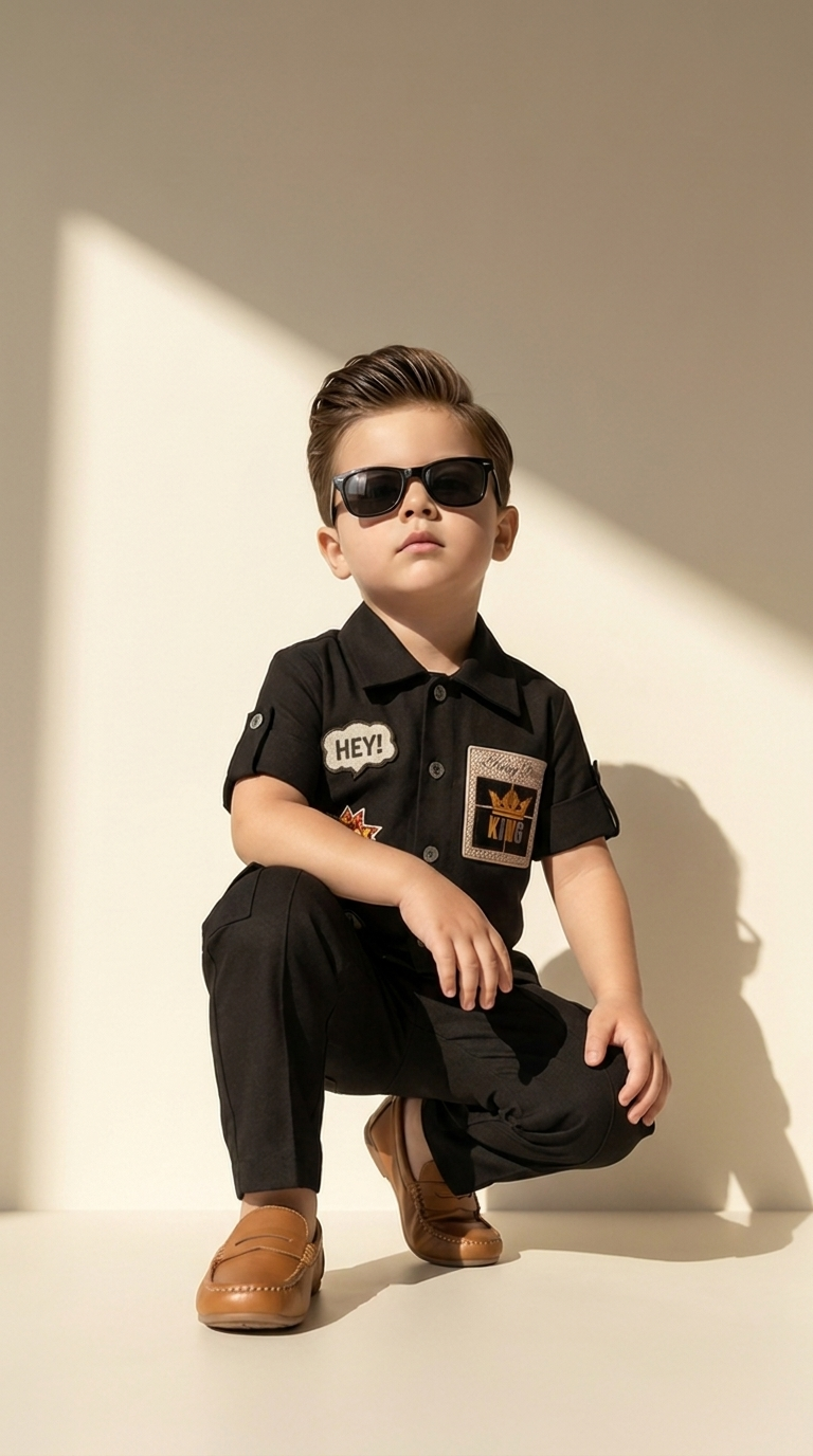 ini Maverick Black Utility Shirt & Cargo Set
