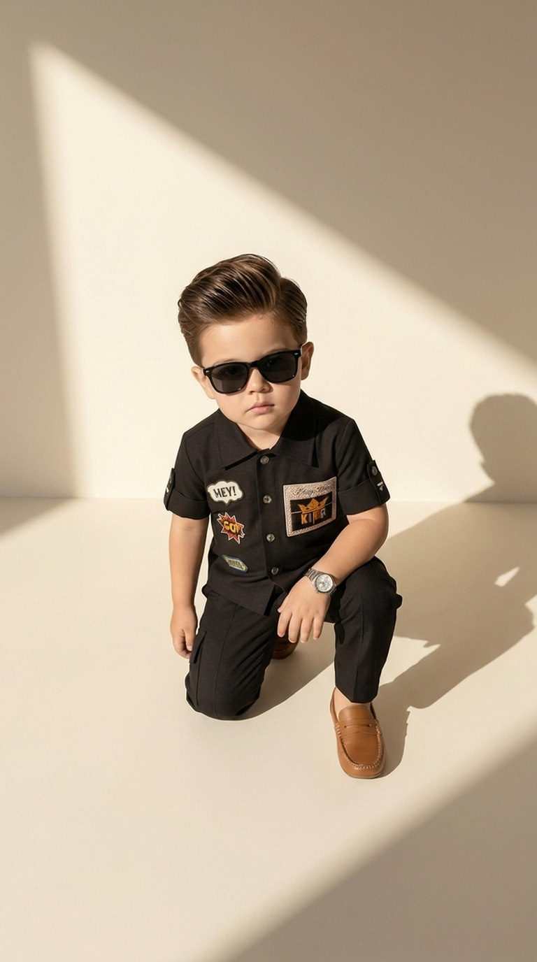 ini Maverick Black Utility Shirt & Cargo Set