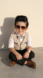 Beige Gentleman Boys’ Waistcoat Set