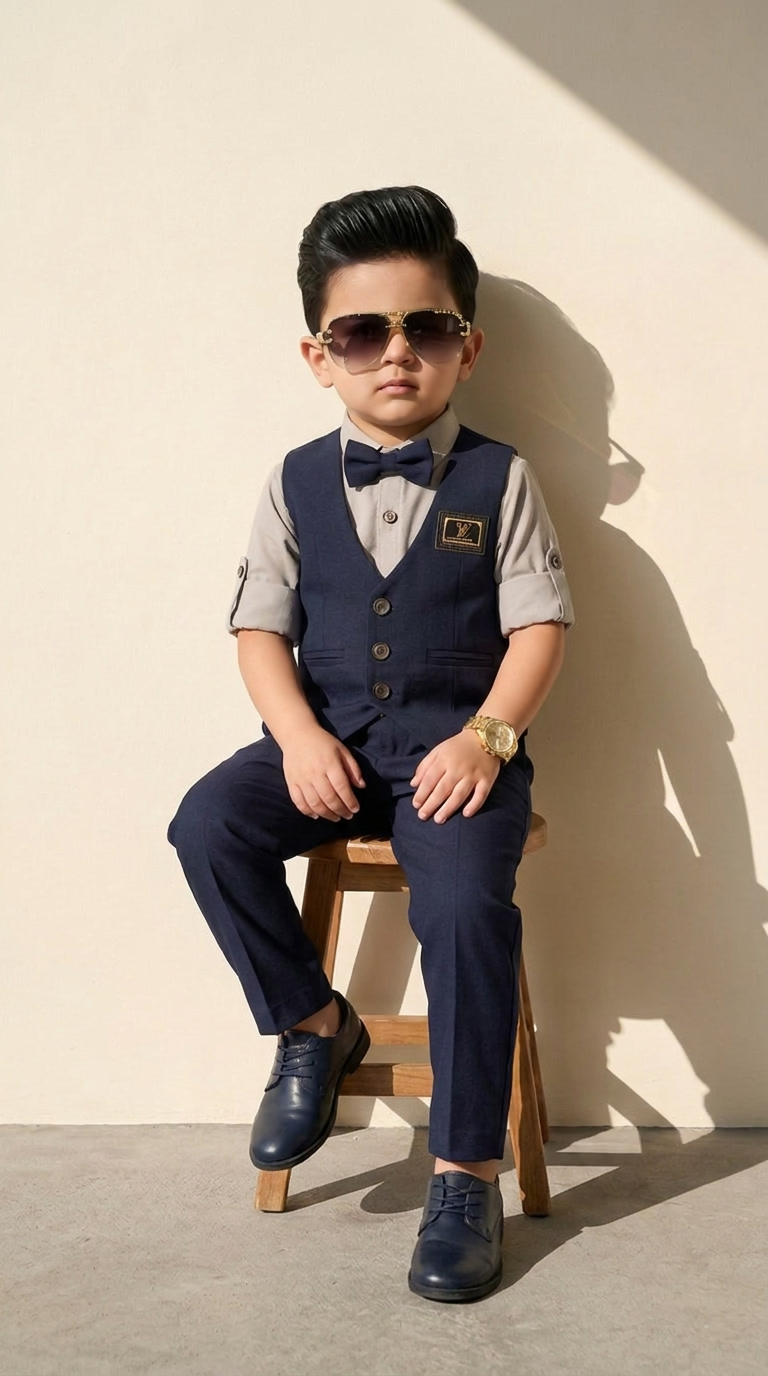 Midnight Charm Boys’ Formal Waistcoat Set