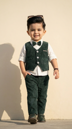 Little Gentleman Forest Green Corduroy Waistcoat Set