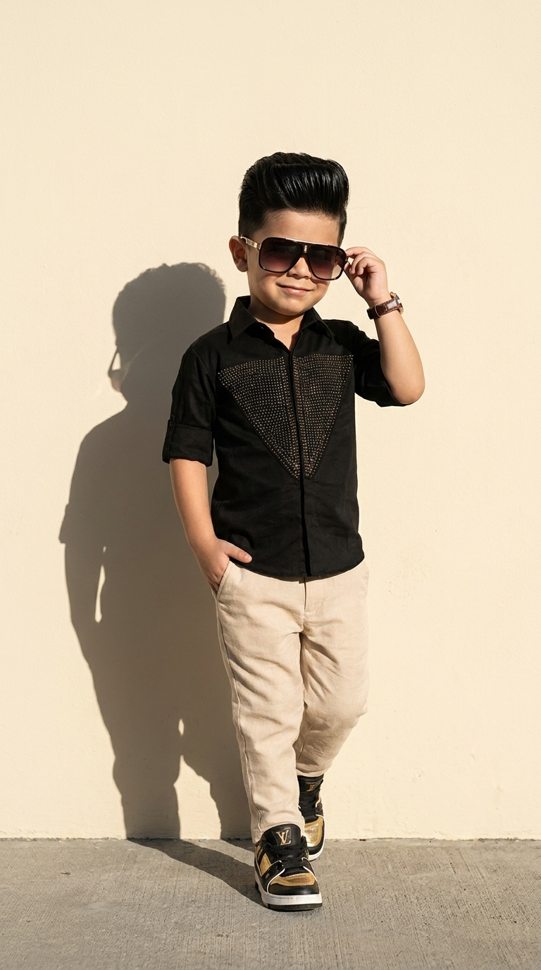 Midnight Stud Boys’ Party Shirt & Trousers Set