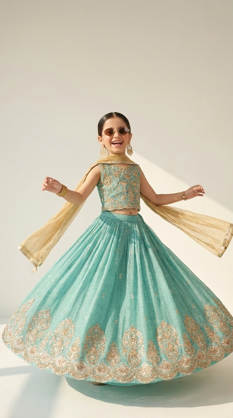 Mint Green Royal Zari Embroidered Lehenga Set