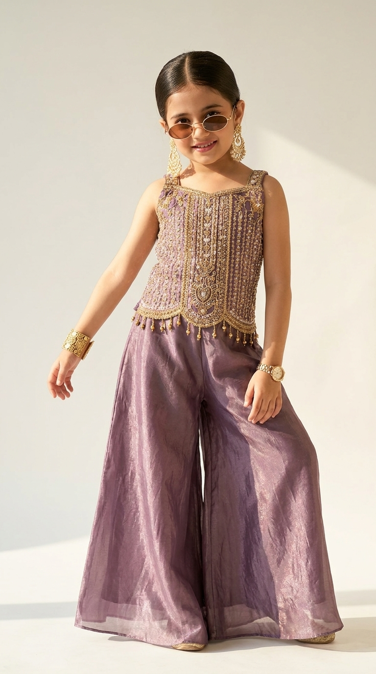 Lavender Luxe Embellished Palazzo Set