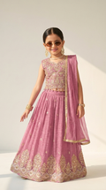 Rosewood Pink Zari Embroidered Lehenga Set