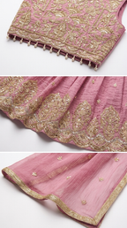 Rosewood Pink Zari Embroidered Lehenga Set