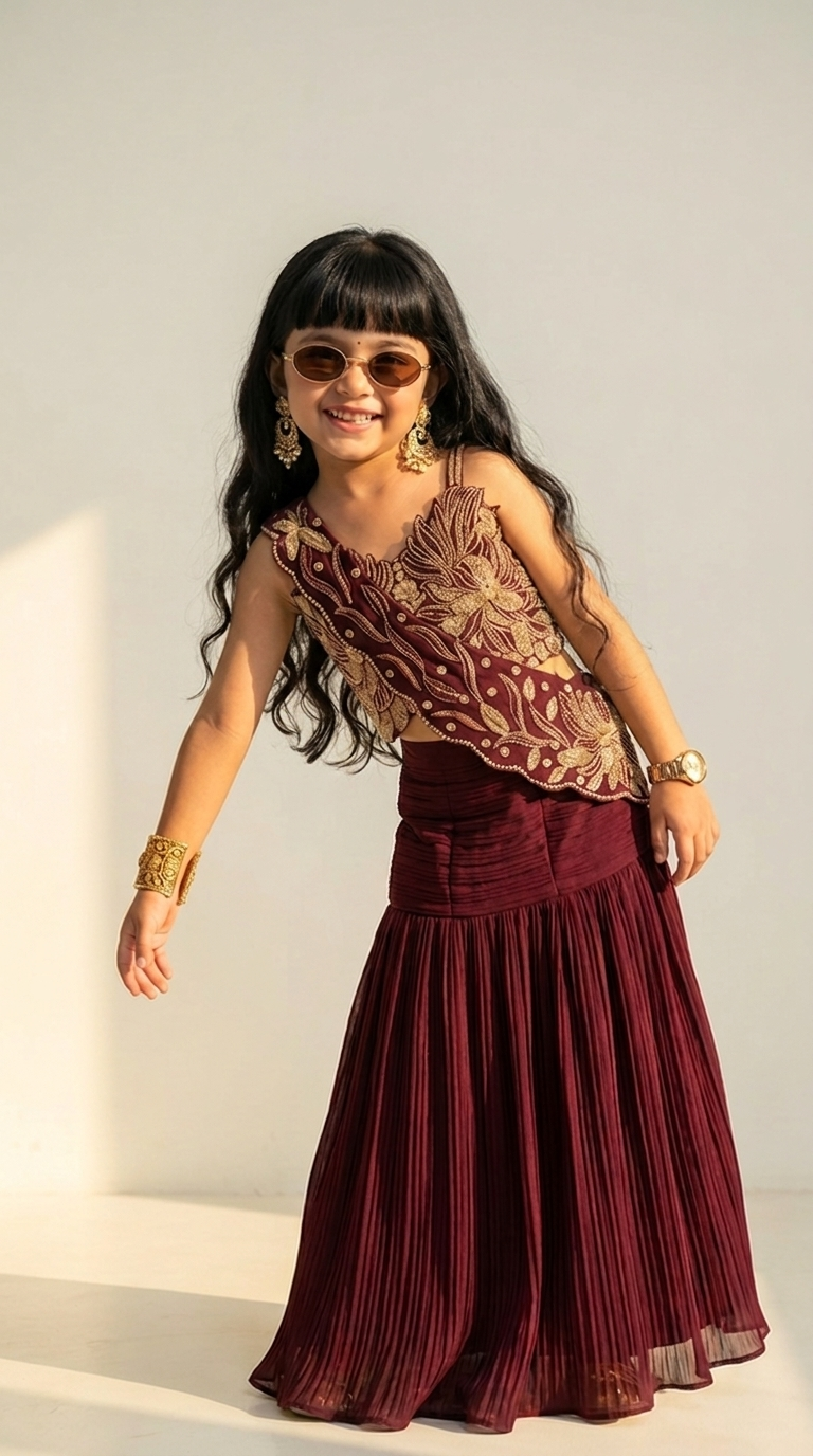 Royal Burgundy Designer Skirt Set