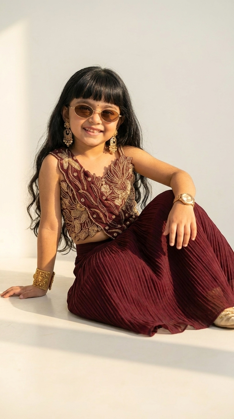 Royal Burgundy Designer Skirt Set