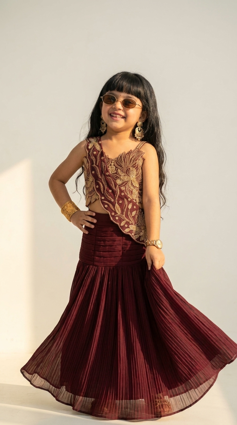 Royal Burgundy Designer Skirt Set