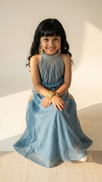 Celestial Blue handwork Palazzo Co-Ord Set