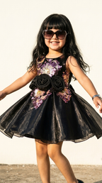 Midnight Bloom Sequin Bow Party Dress