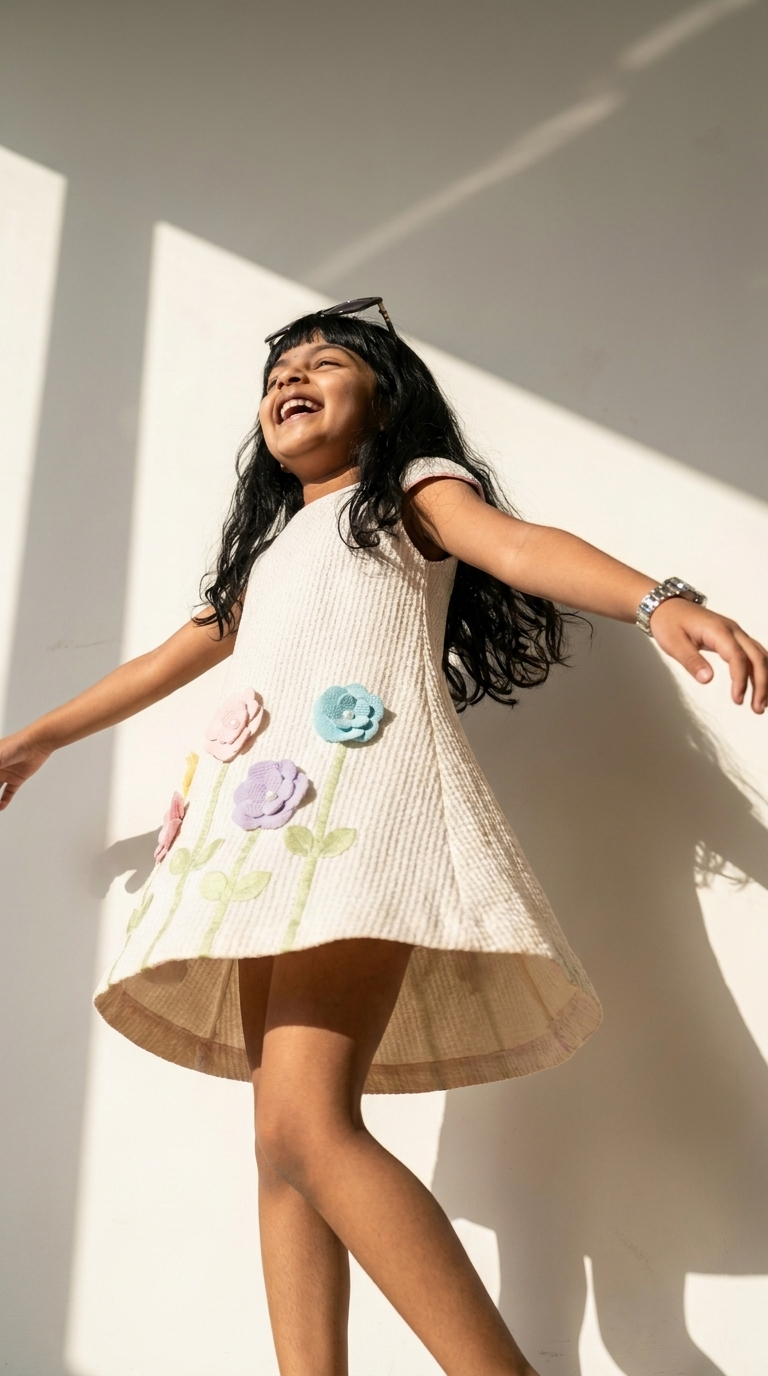 Garden Bloom Embroidered A-Line Dress