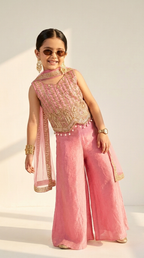 Blush Pink Zari Handwork Palazzo Set