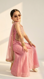 Blush Pink Zari Handwork Palazzo Set