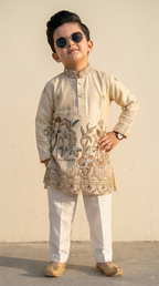 Ivory Pearl Handwork Boys’ Kurta Pajama Set