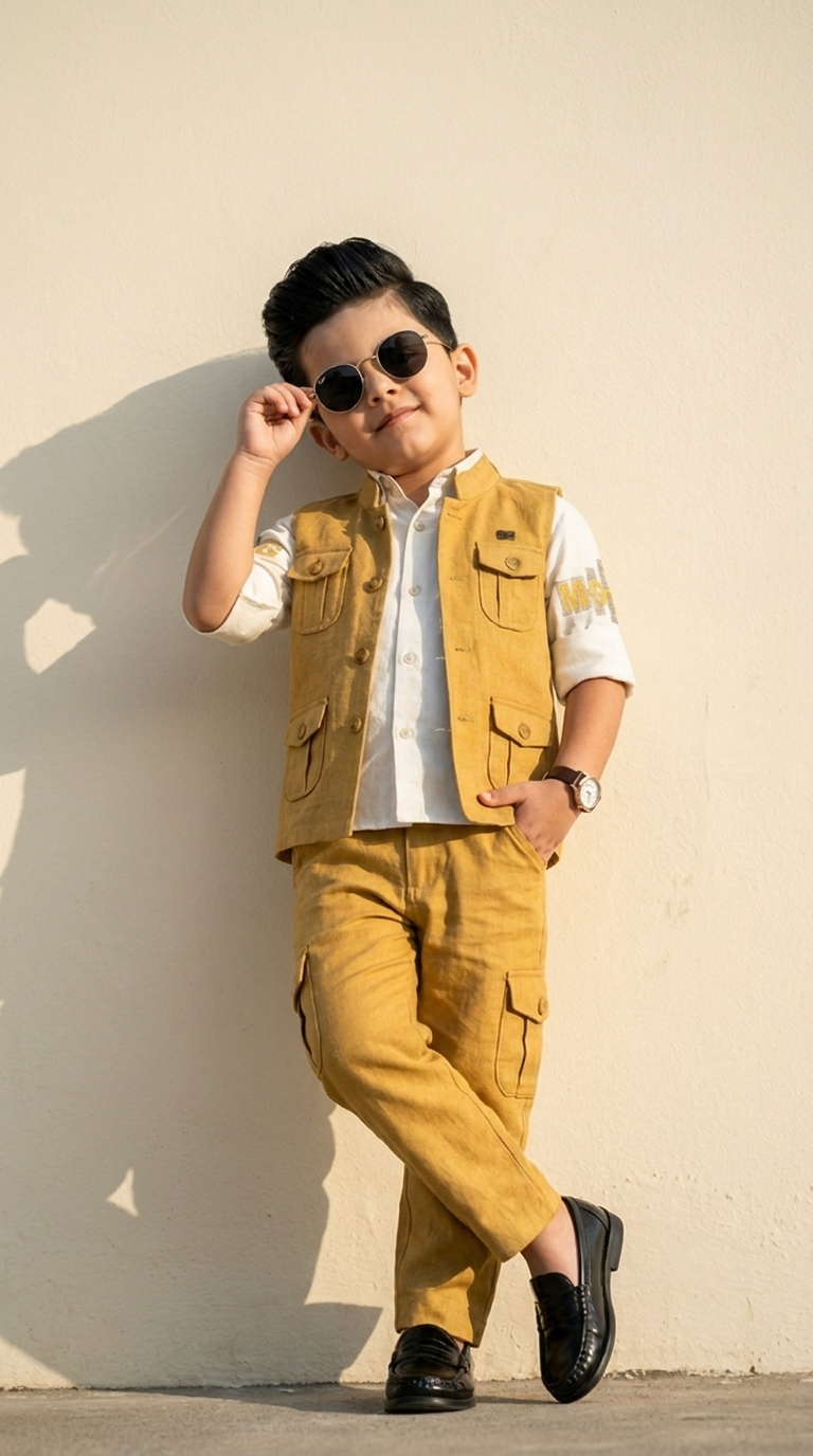 Mustard Utility Jacket & Cargo Trousers Boys’ Set
