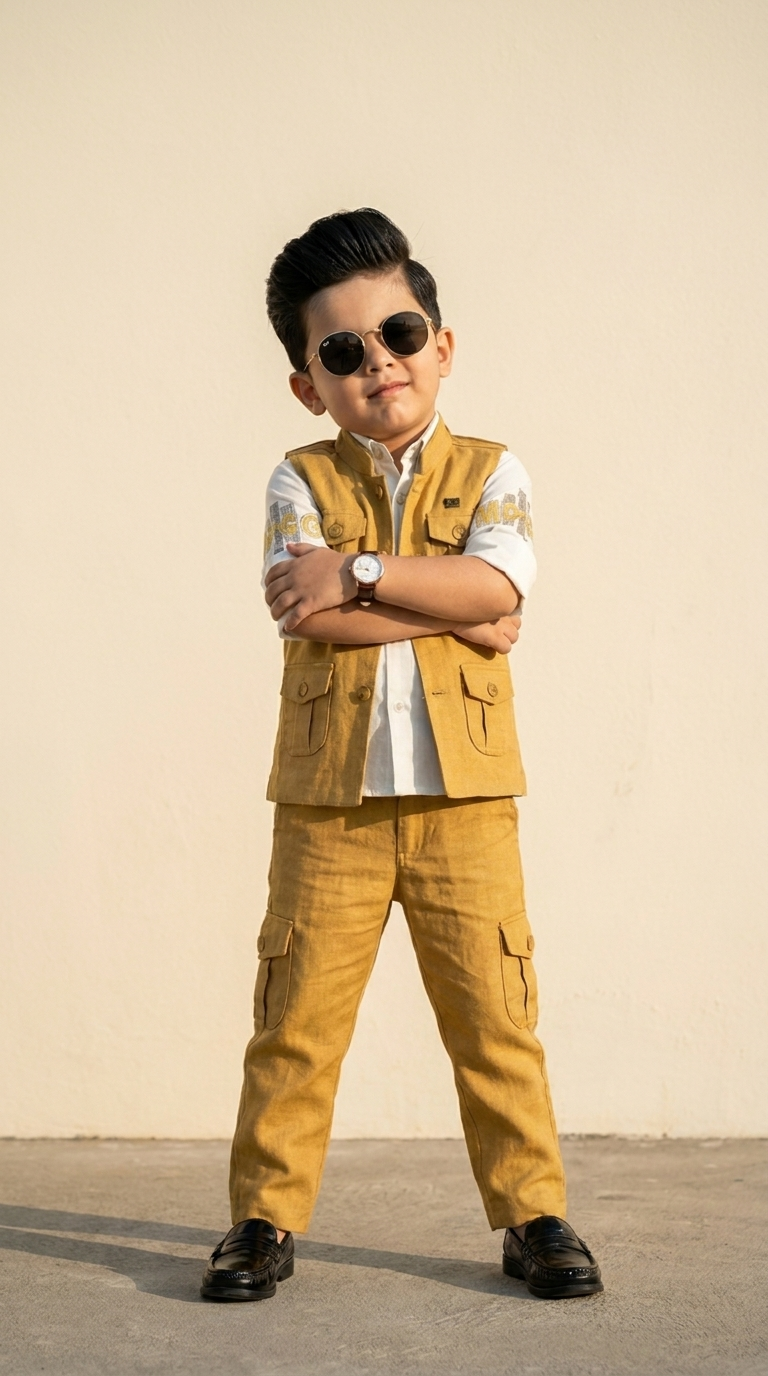 Mustard Utility Jacket & Cargo Trousers Boys’ Set