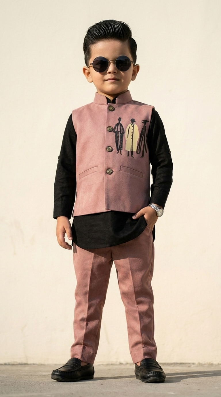 Boys’ Blush Heritage Nehru Jacket Set