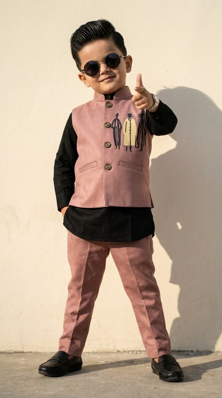 Boys’ Blush Heritage Nehru Jacket Set