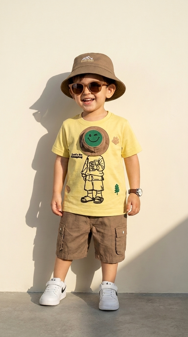 Sunny Explorer Graphic T-Shirt & Cargo Shorts Set