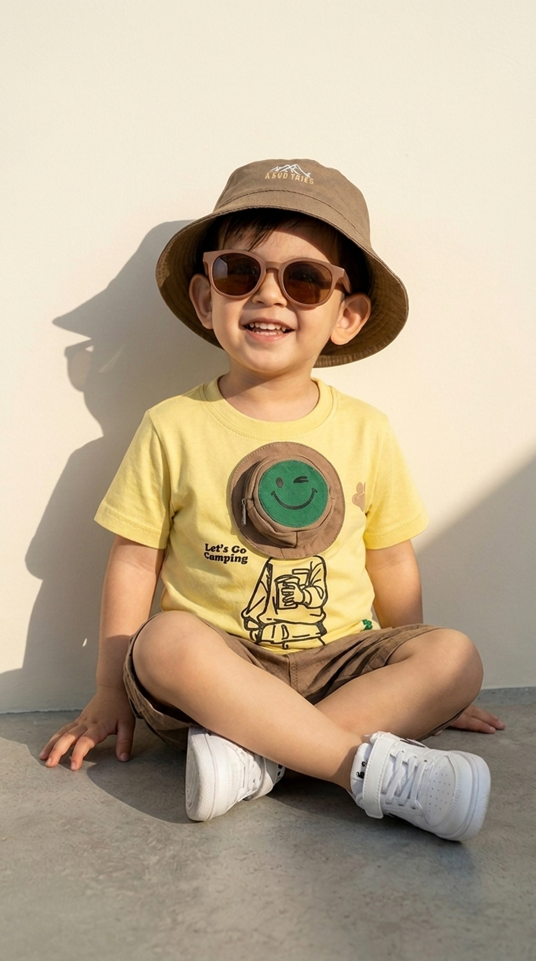 Sunny Explorer Graphic T-Shirt & Cargo Shorts Set