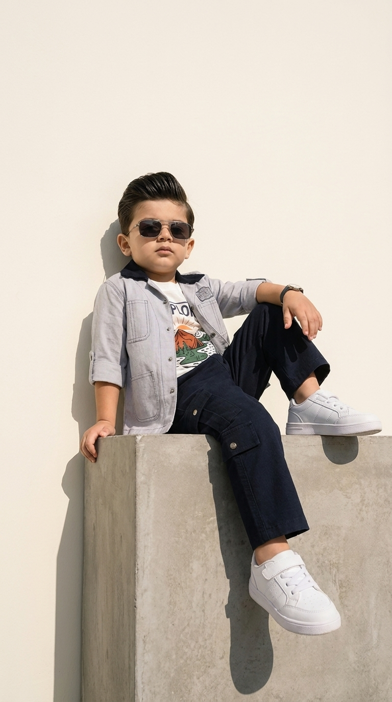 Urban Explorer Grey Utility Jacket & Navy Cargo Set