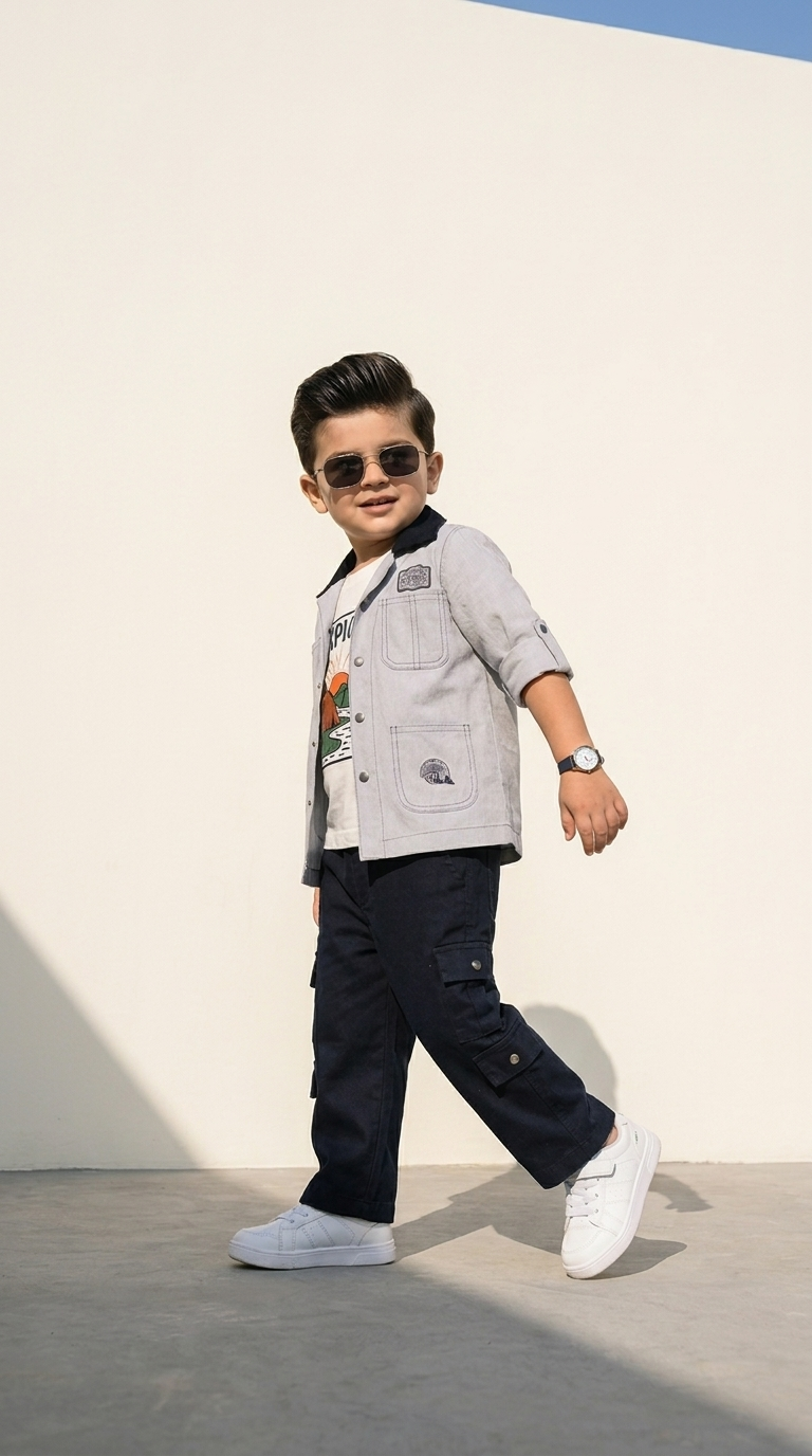 Urban Explorer Grey Utility Jacket & Navy Cargo Set