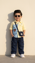 Little Explorer Yellow & Blue Shirt with Denim Cargo Jeans Set