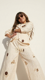 Girls’ Ivory Floral Embroidered 3-Piece Co-Ord Set