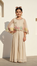 Ivory Floral Embroidered Cape-Style