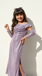 Ethnia Lavender Shimmer Ruffle Gown