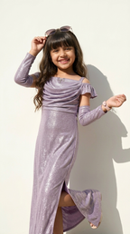 Ethnia Lavender Shimmer Ruffle Gown