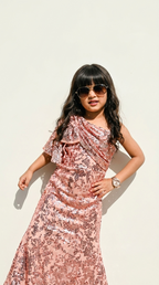 Blush Pink Sequin Ruffle Gown