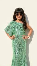 Mint Green Sequin Ruffle Gown
