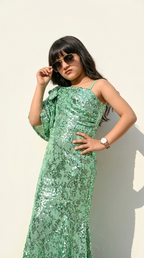 Mint Green Sequin Ruffle Gown