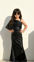 Midnight Sequin One-Shoulder Gown