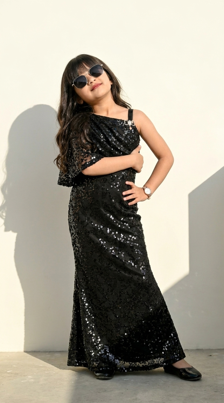 Midnight Sequin One-Shoulder Gown