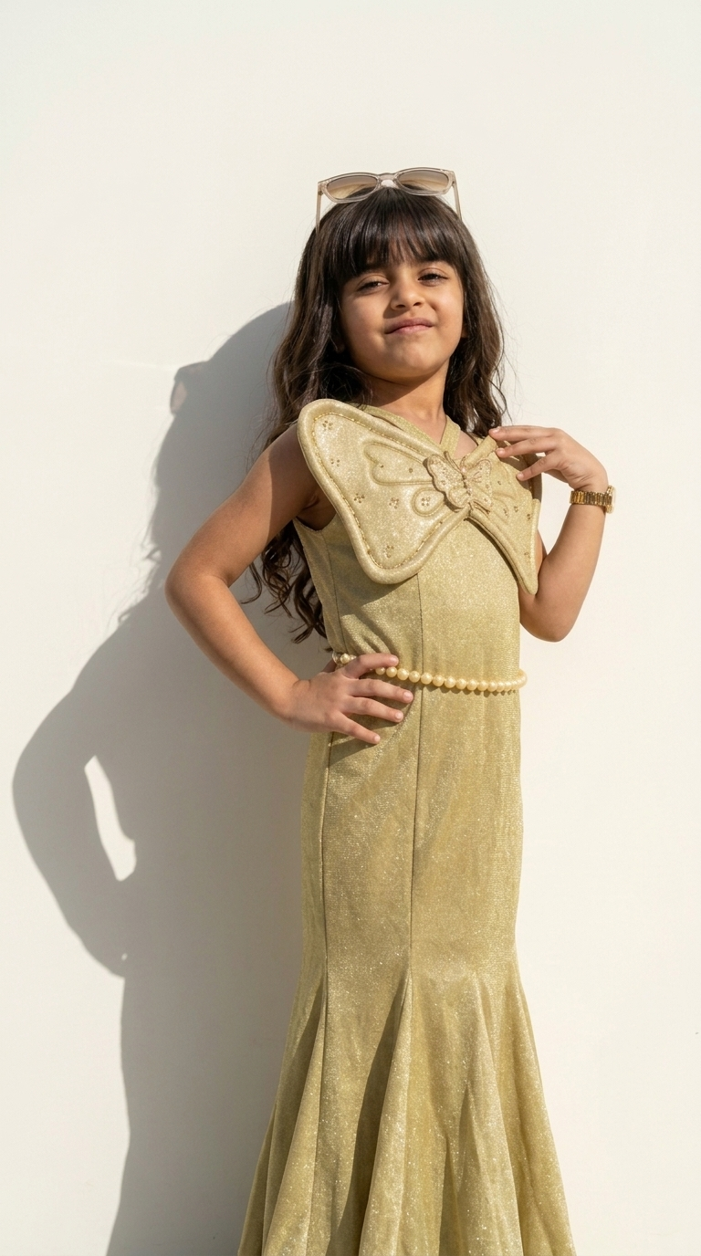 Ethnia Golden Butterfly Shimmer Gown