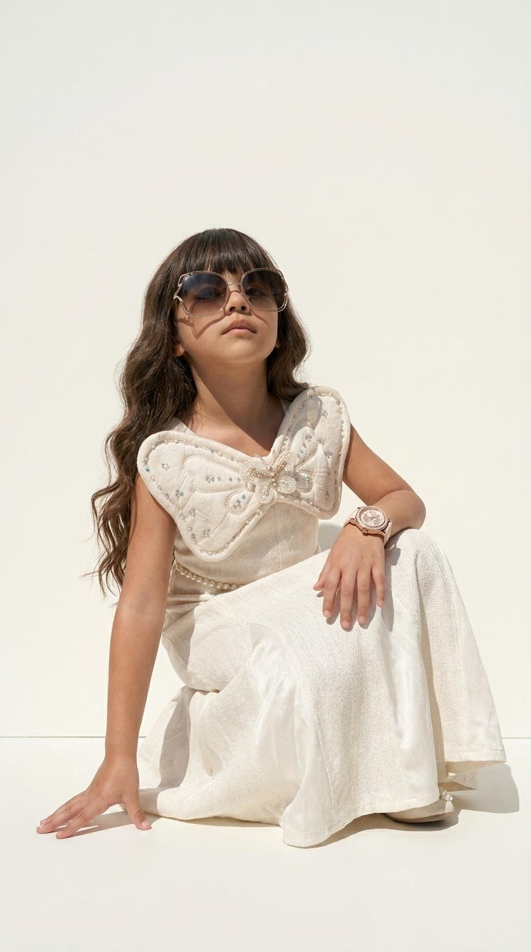 Ethnia Ivory Butterfly Pearl Gown