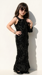 Ethnia Midnight Black Rose Sequin Gown